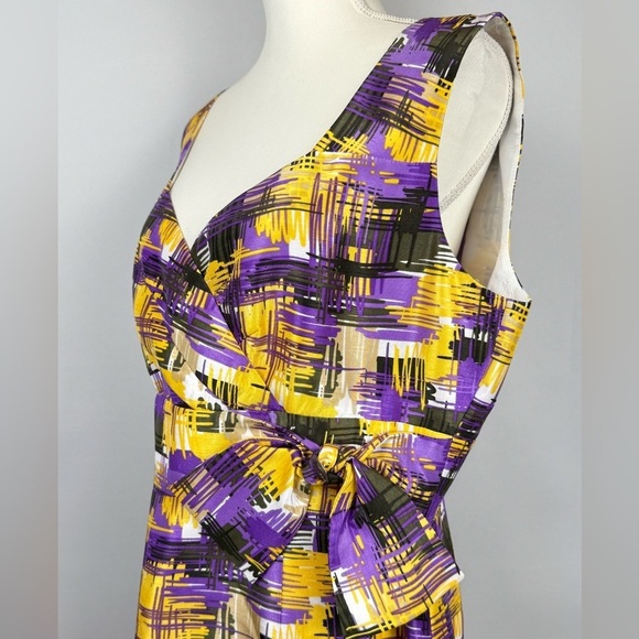 Alex Marie Bora Bora Lark Sheath Dress Sleeveless Bow Accent Abstract Print  14 - Picture 7 of 13